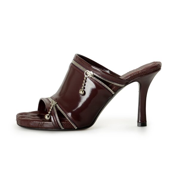 Burberry Women's "Peep Sandal" Leather Heeled Mules Sandals Shoes US 7 EUR 37 - Picture 2 of 8